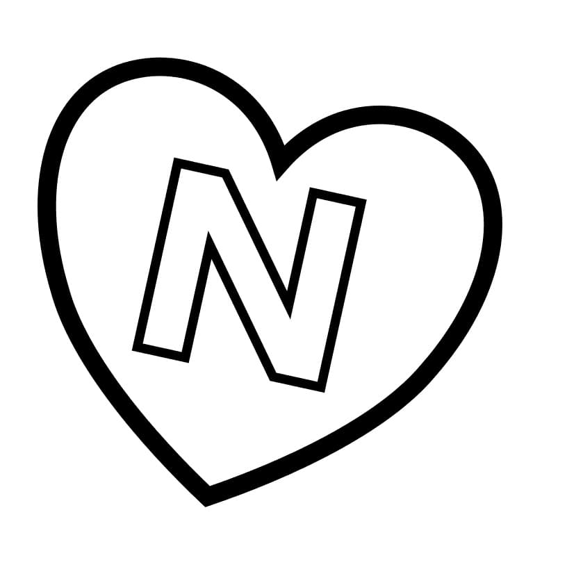 Letter N in Heart