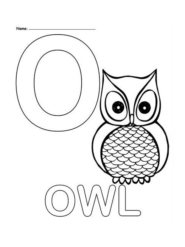 Letter O is For Owl coloring page