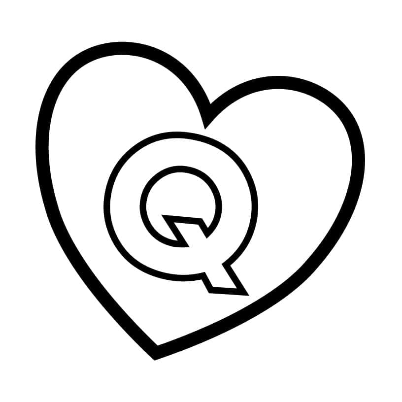 Letter Q in Heart coloring page