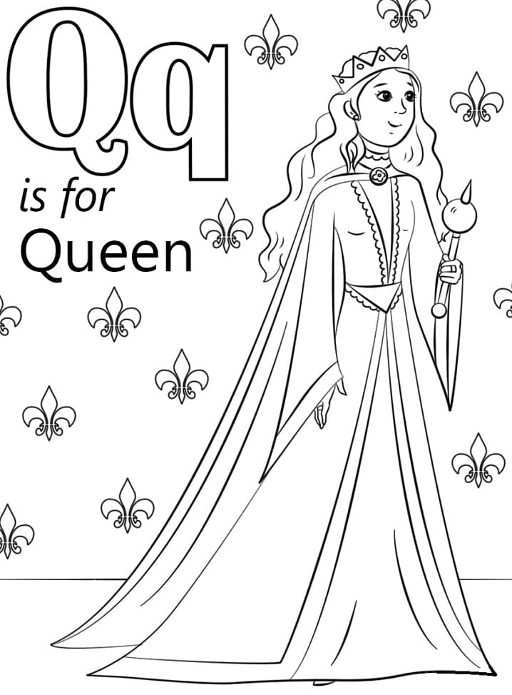 Letter Q is For Queen coloring page