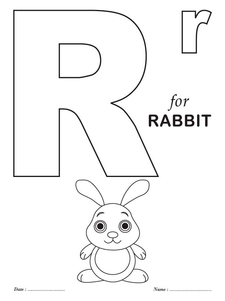 Letter R is For Rabbit coloring page - Download, Print or Color Online