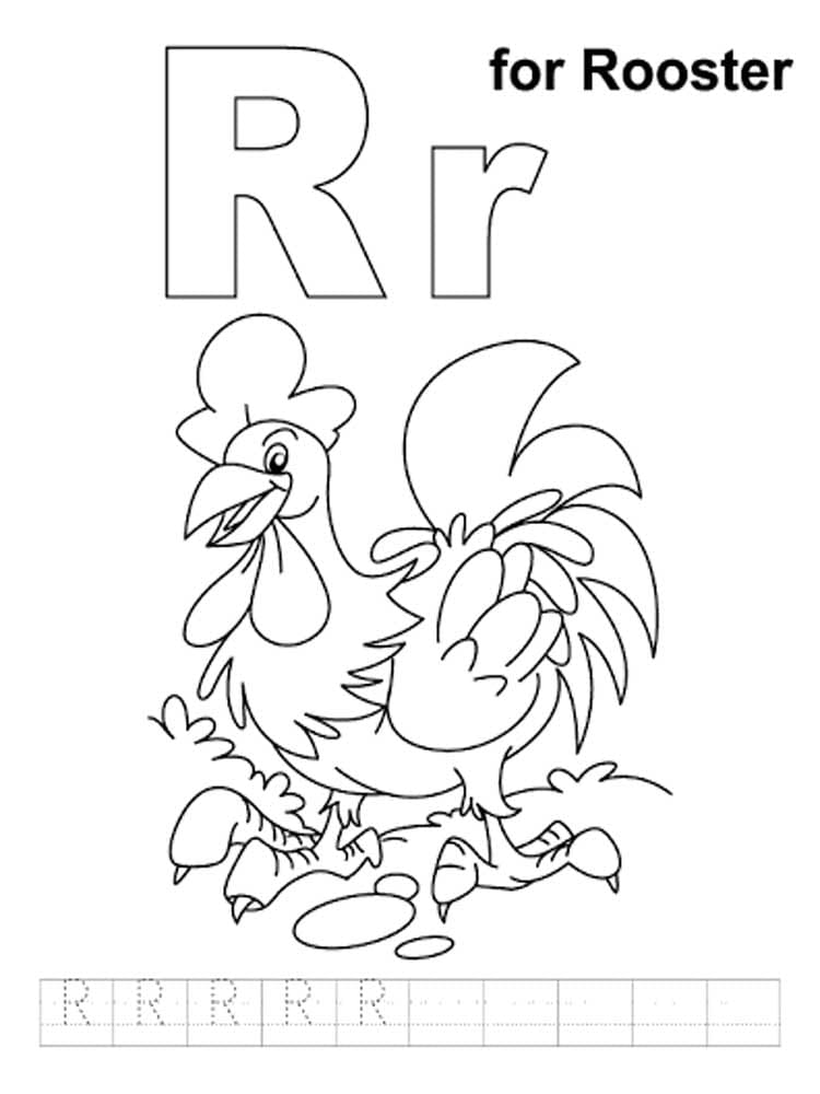 Letter R is For Rooster coloring page