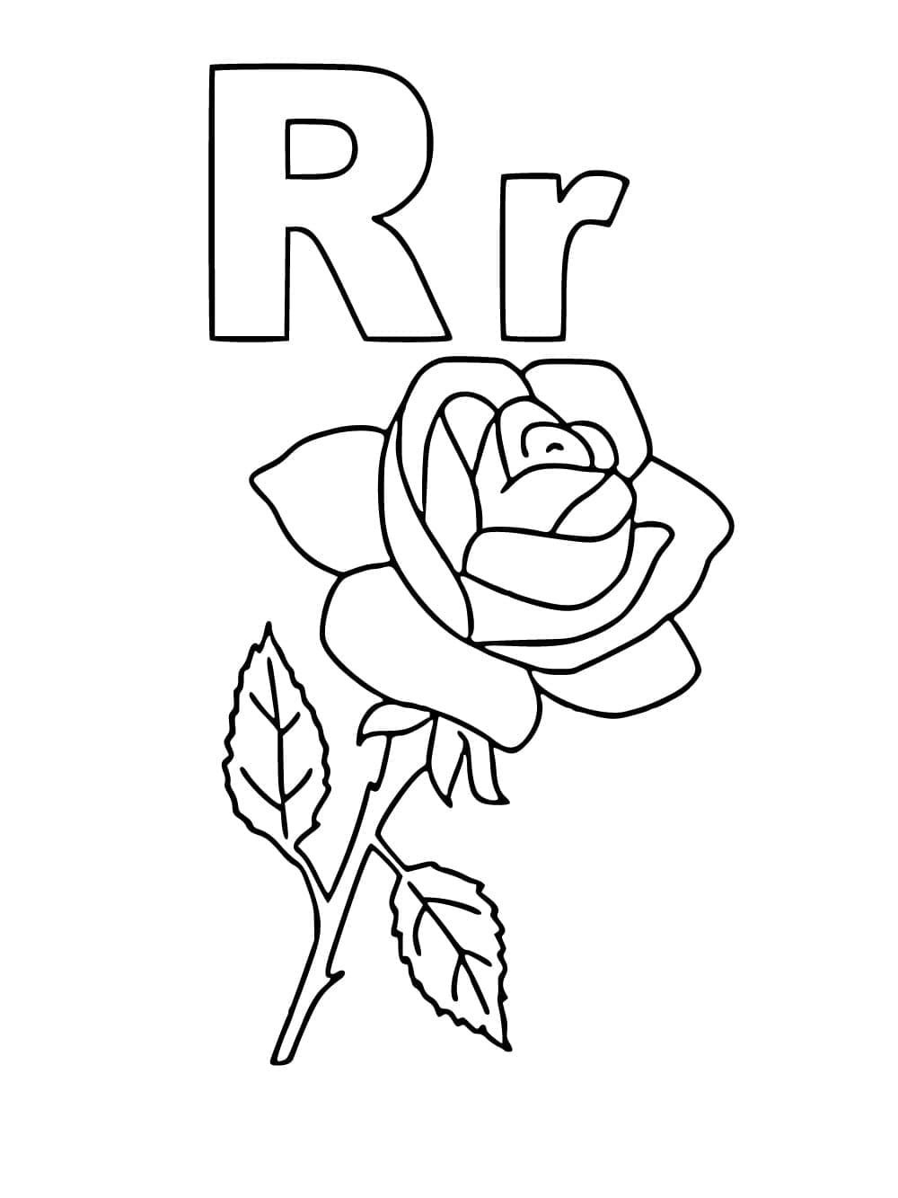 Letter R is For Rose coloring page