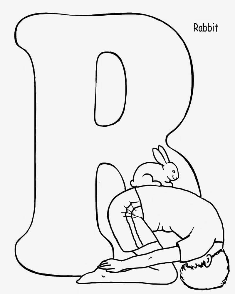 Letter R with Rabbit Pose Yoga