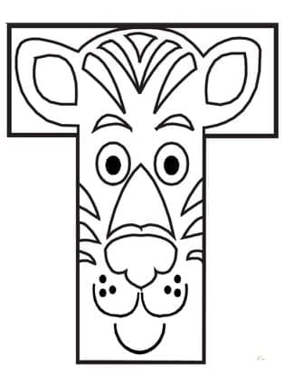 Letter T is For Tiger coloring page