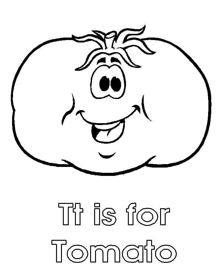 Letter T is For Tomato coloring page