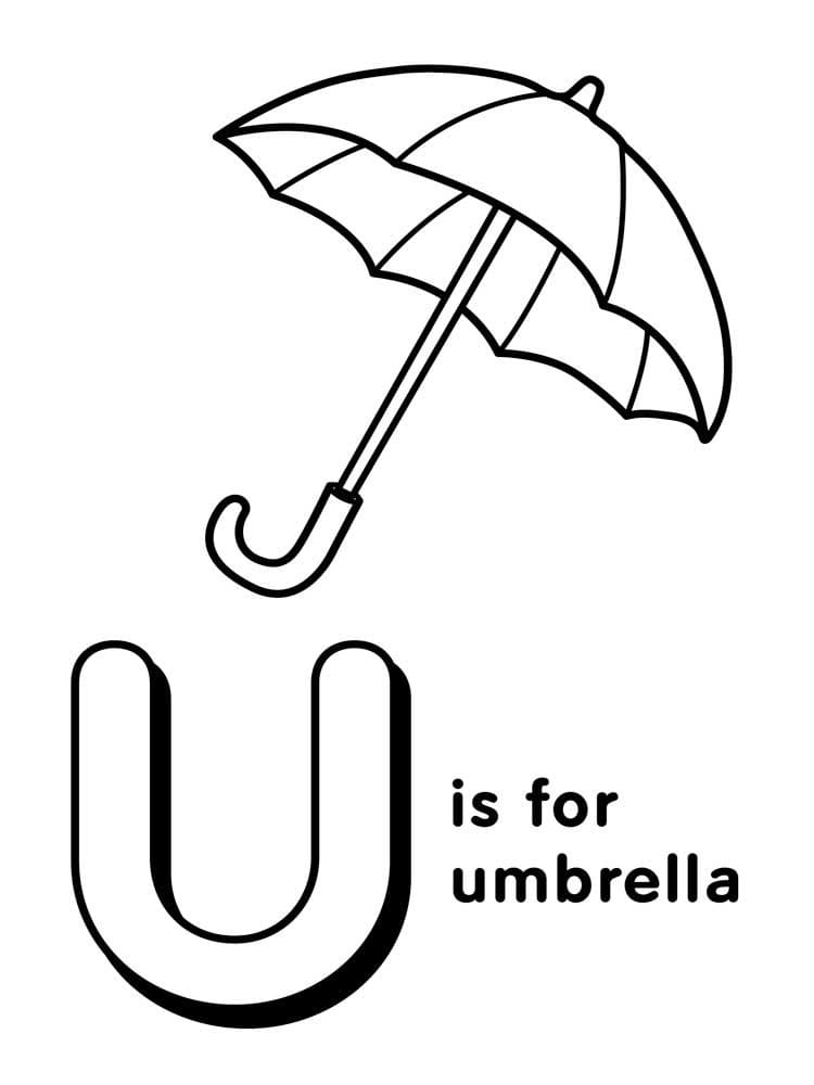 Letter U is For Umbrella coloring page