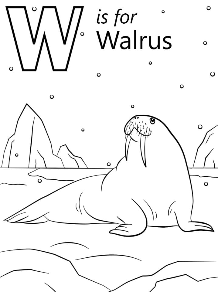 Letter W is For Walrus coloring page