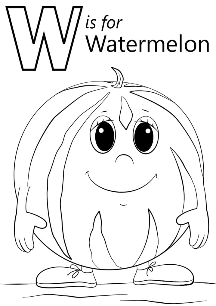 Letter W is For Watermelon coloring page