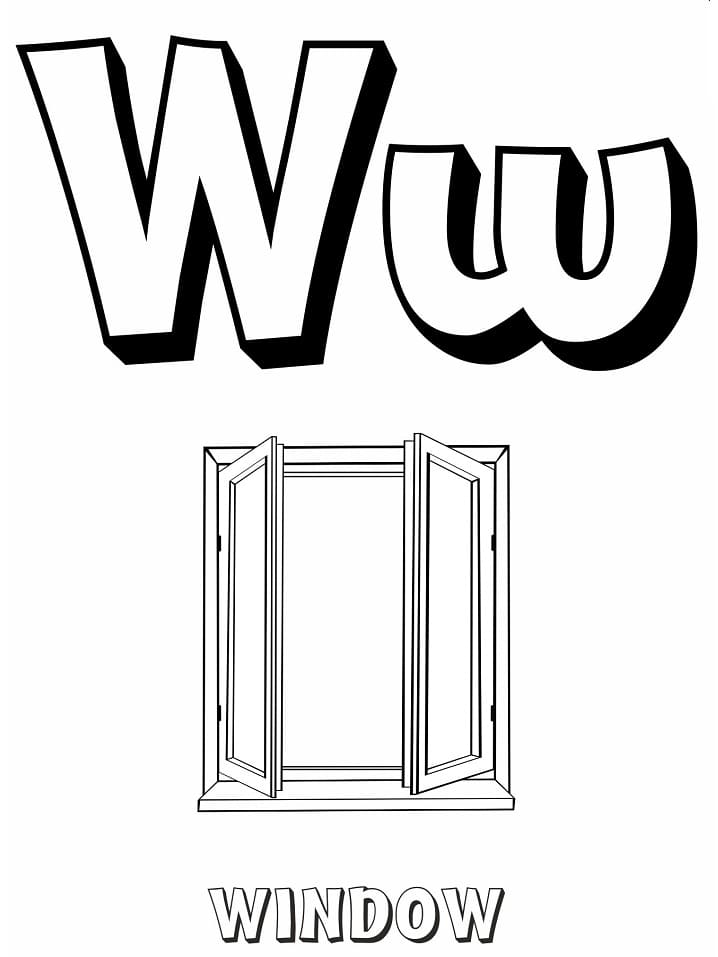 Letter W is For Window coloring page