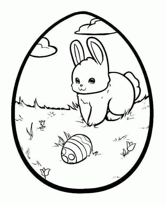 Little Bunny With Egg coloring page