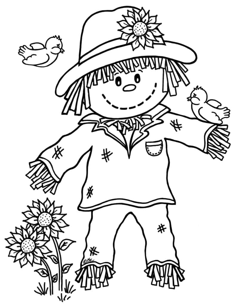 Lovely Scarecrow Coloring Page Download Print Or Color Online For Free