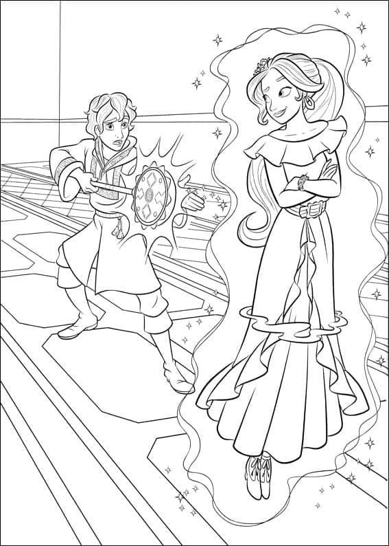 Mateo and Princess Elena coloring page