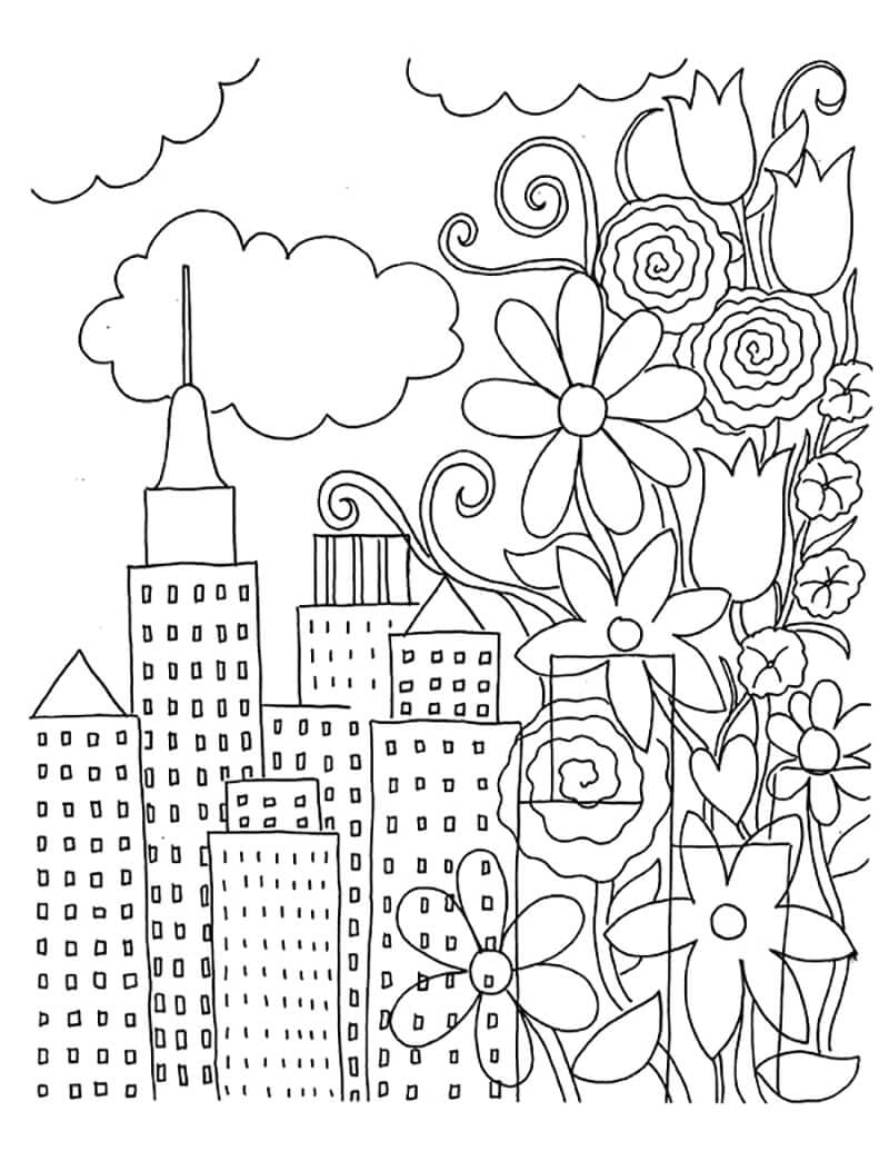 Mindfulness City coloring page