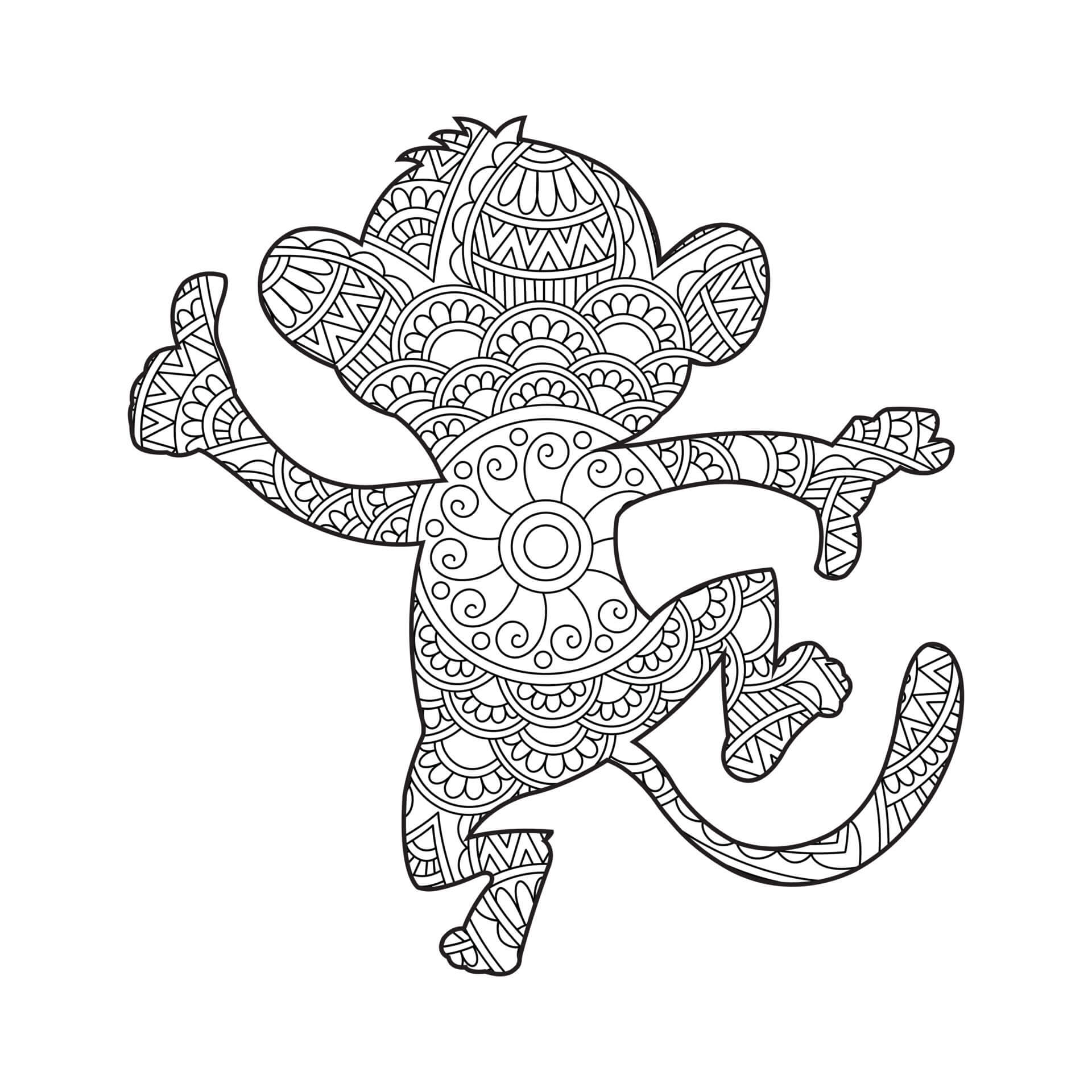 Monkey Attack Mandala coloring page