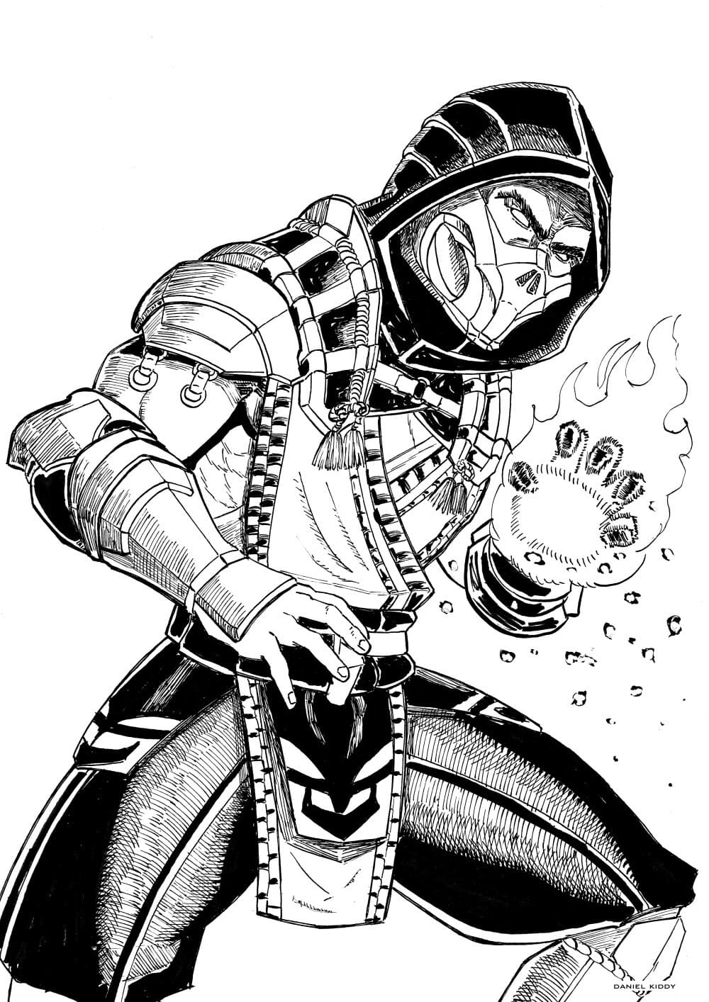 Mortal Kombat Scorpion Free Printable coloring page