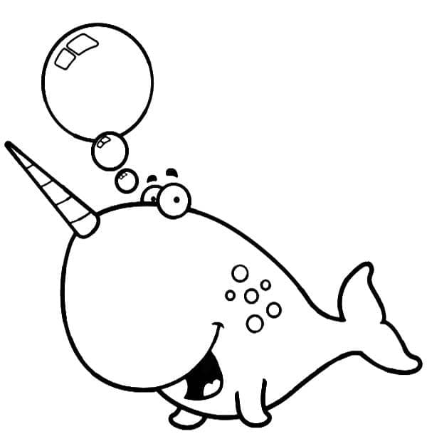 Narwhal and Bubbles coloring page