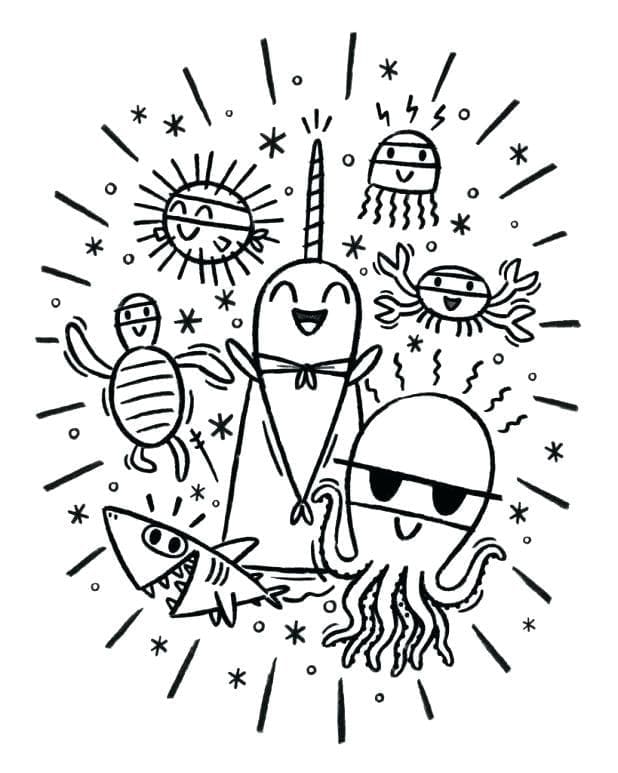 Narwhal and Friends coloring page