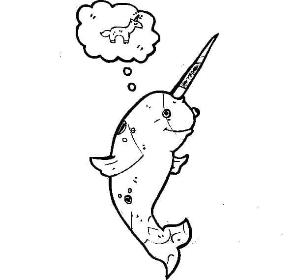 Narwhal is Thinking coloring page