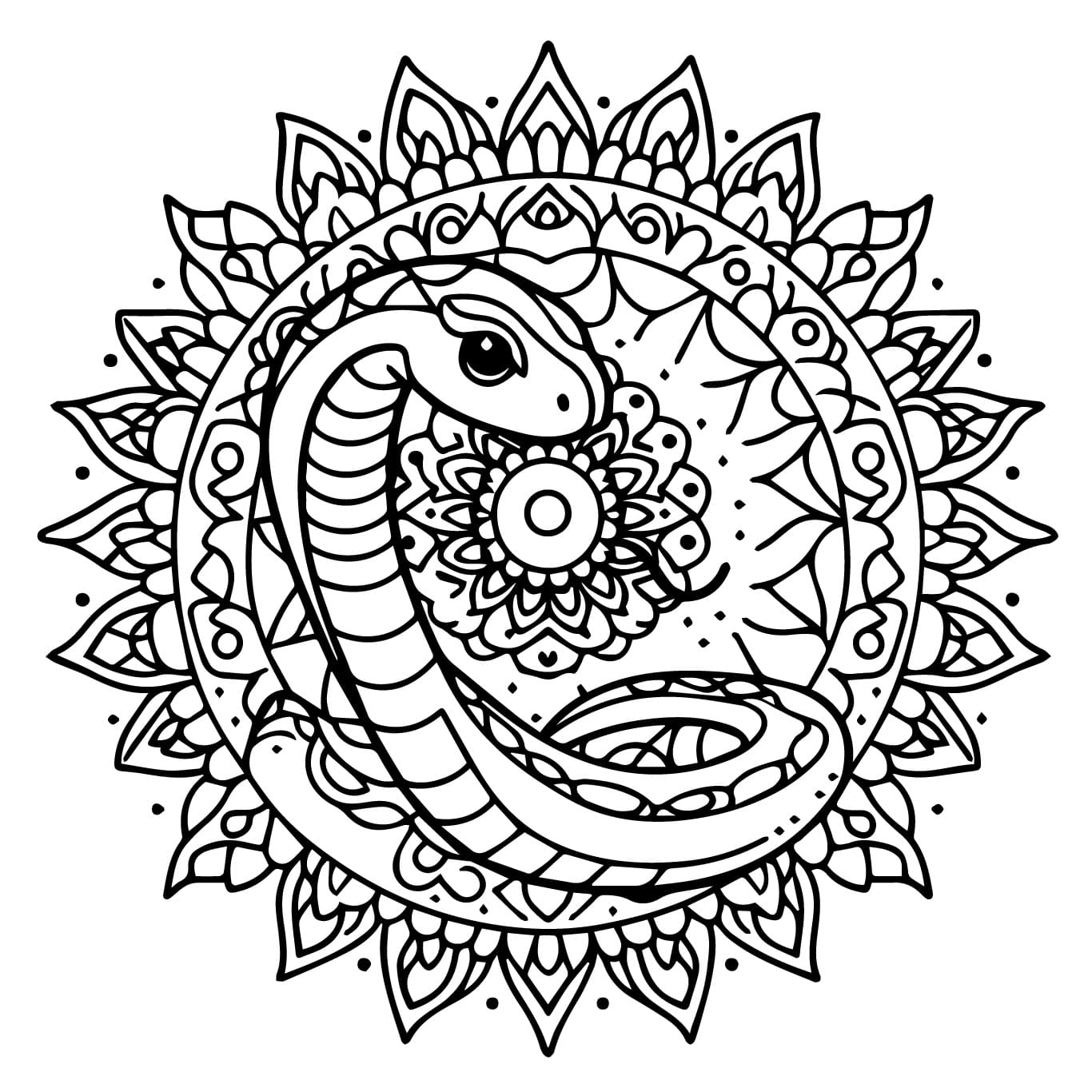 Nice Snake Mandala coloring page