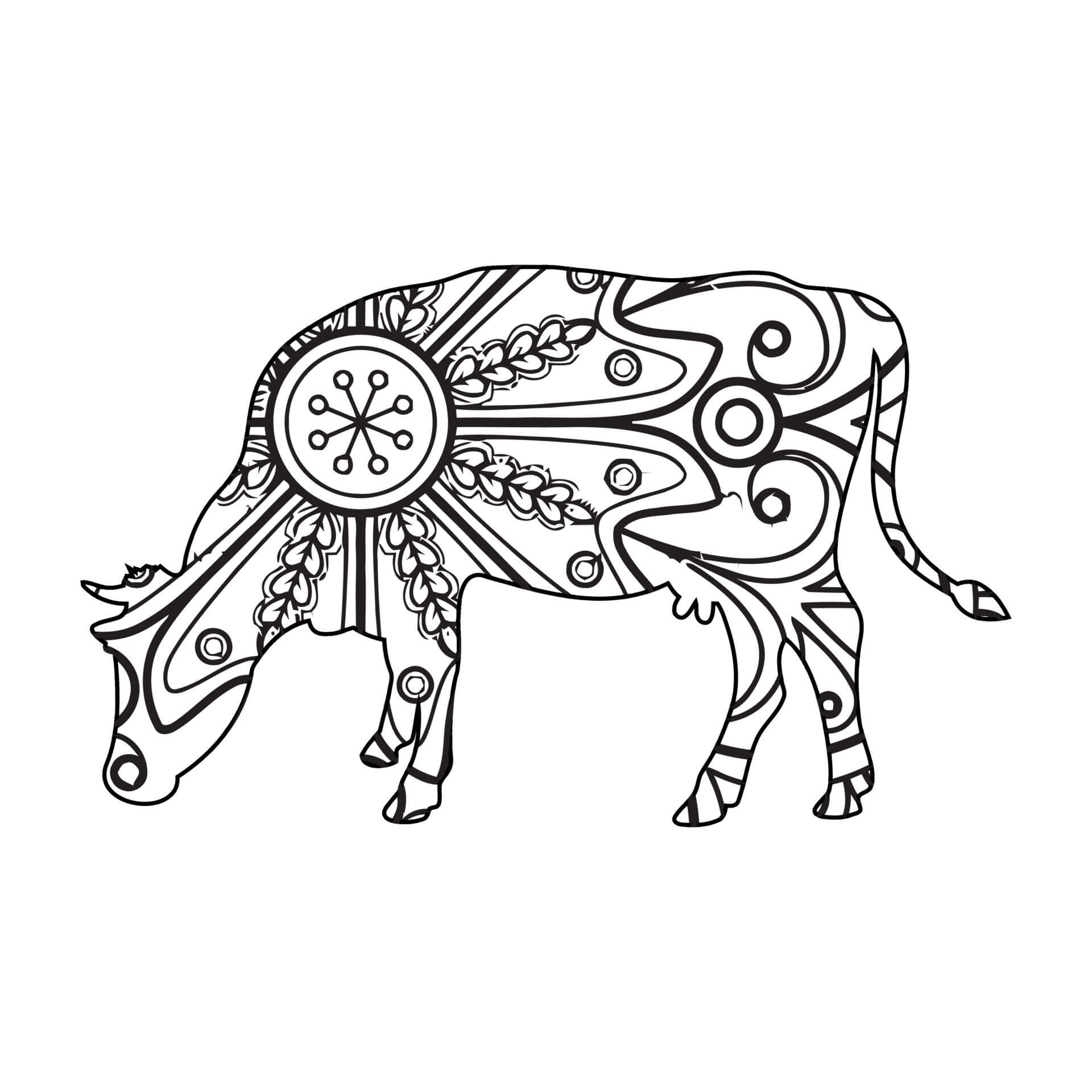 Normal Cow Mandala coloring page