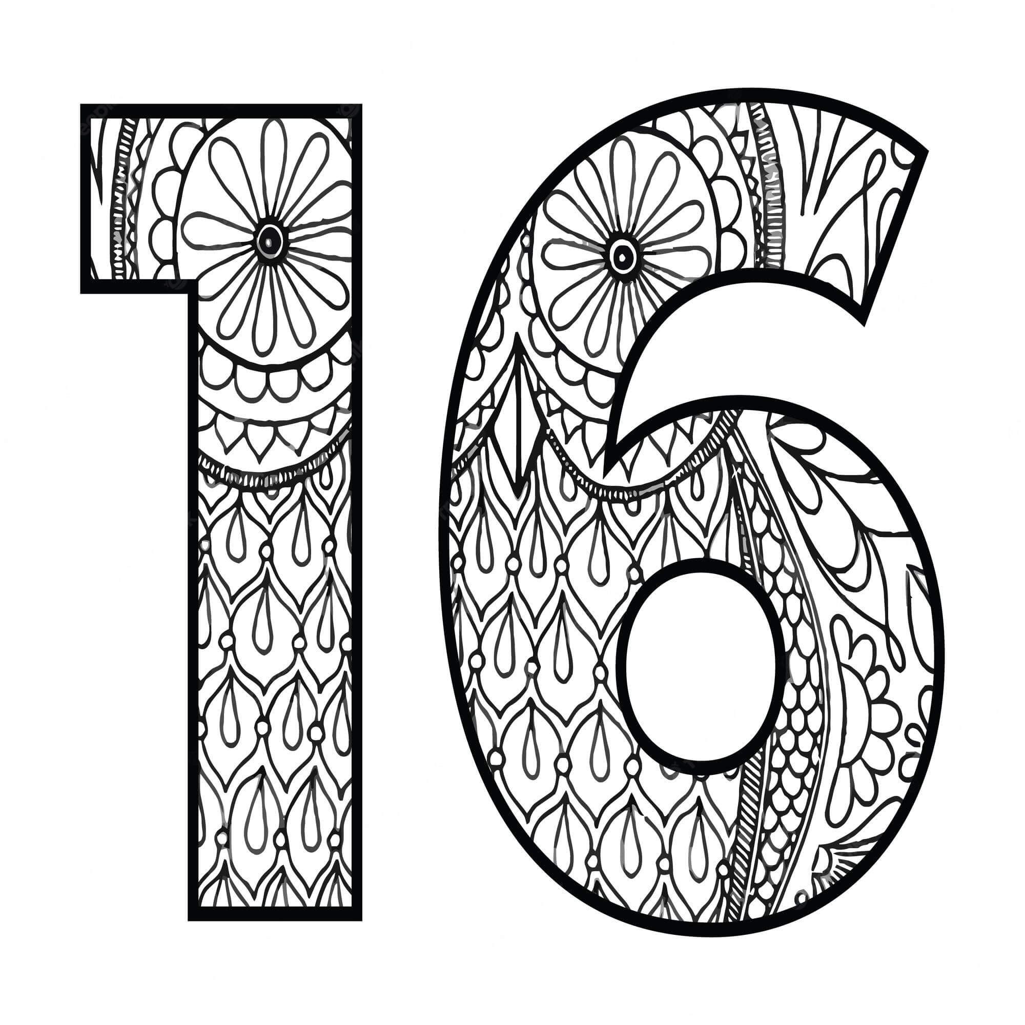 Number Sixteen Mandala Coloring Page Download Print Or Color Online 