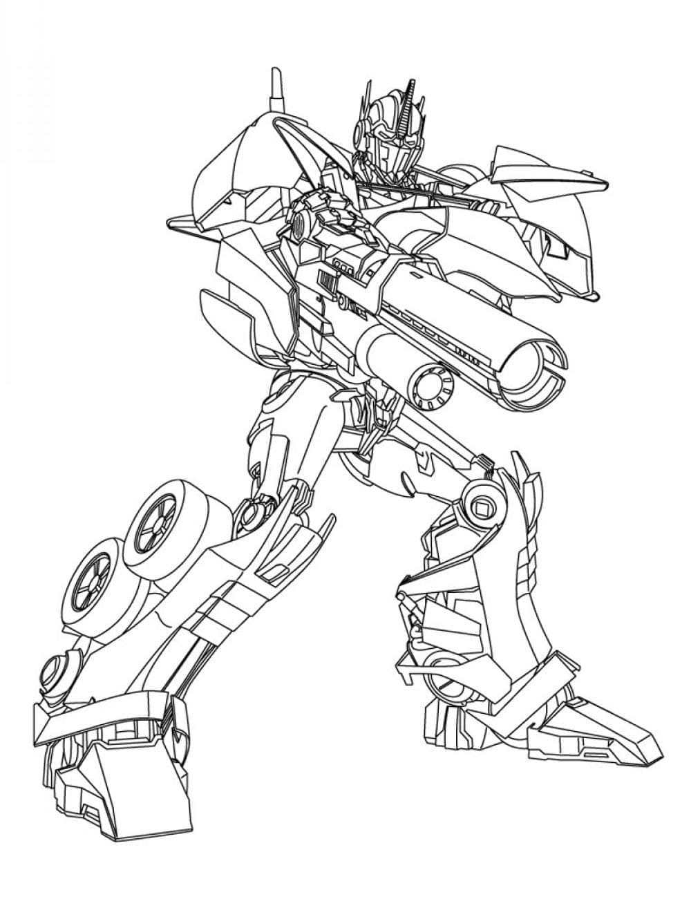 Optimus Prime with Weapon coloring page