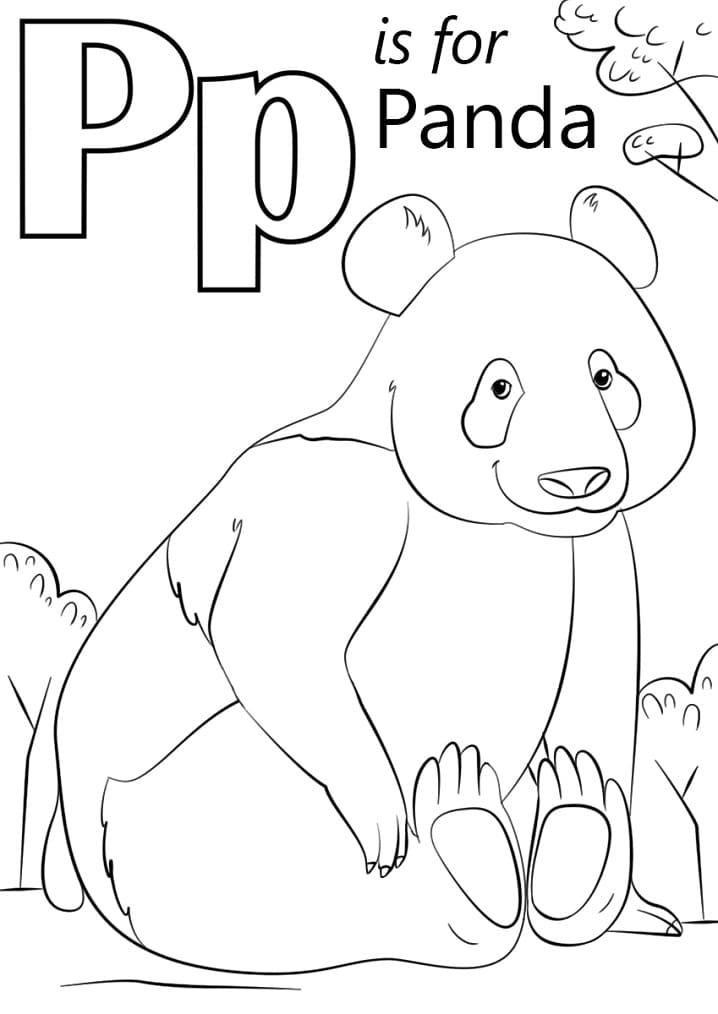 Panda Letter P coloring page