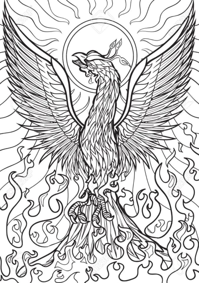 Phoenix In Flames coloring page