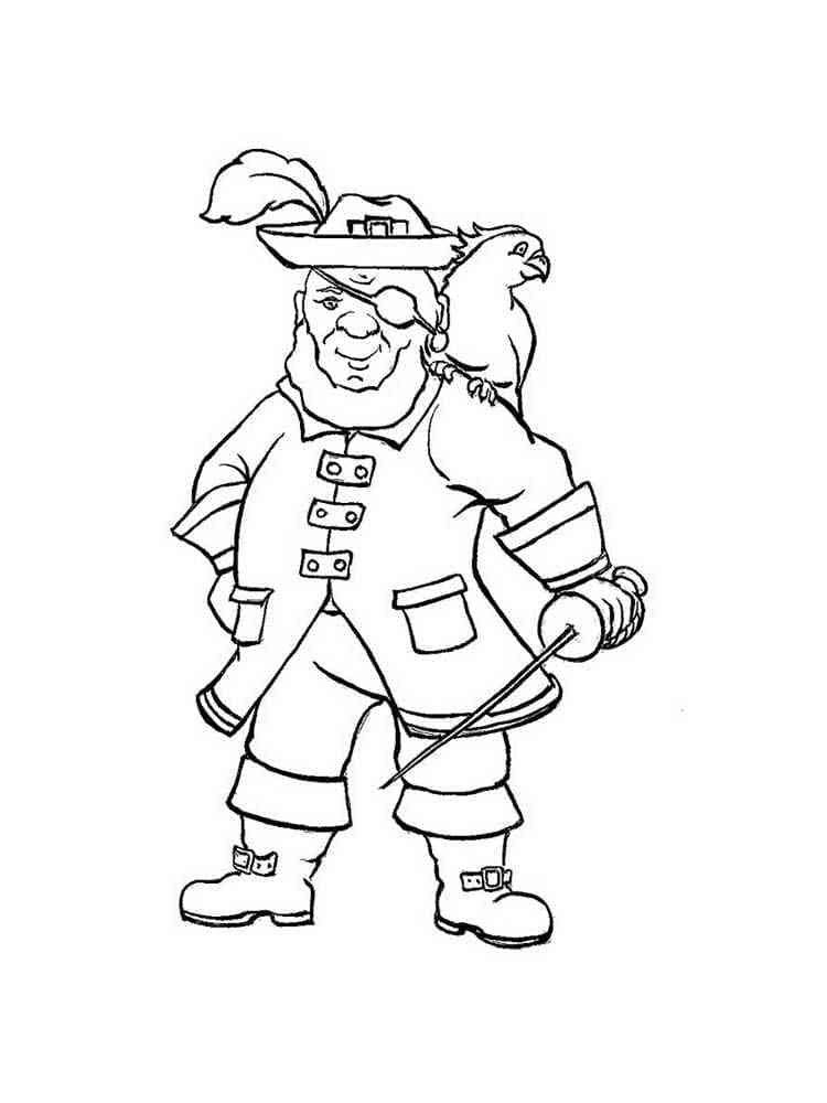 Pirate and Parrot coloring page