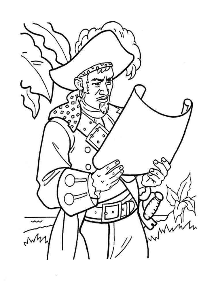 Pirate with A Map coloring page - Download, Print or Color Online for Free