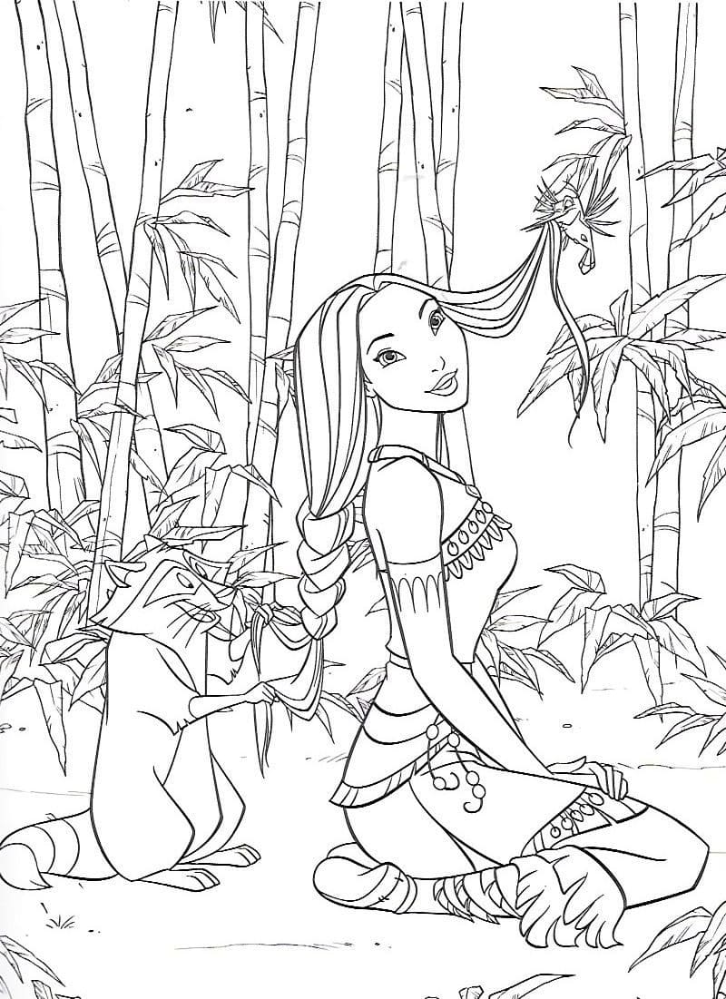 Pocahontas in the Forest coloring page - Download, Print or Color ...