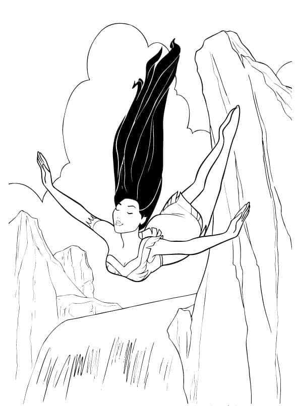 Pocahontas is Falling coloring page