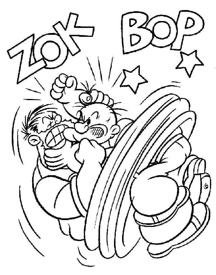 Popeye and Bluto are Fighting coloring page