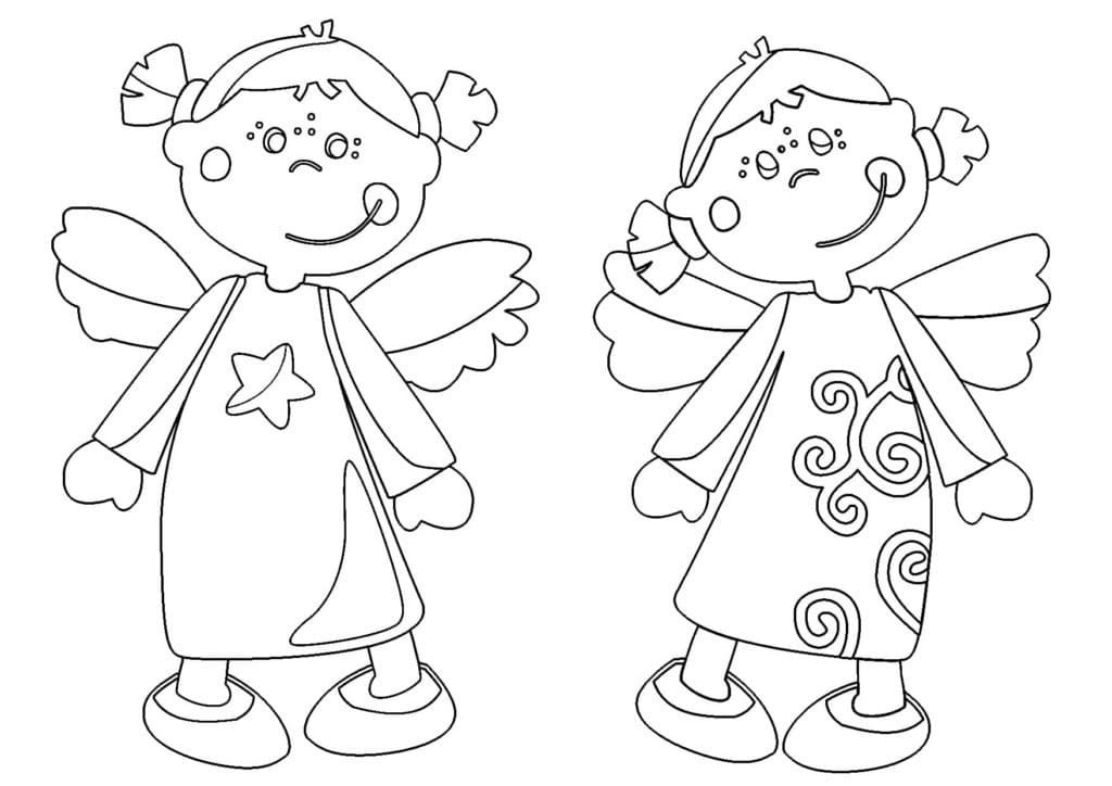 Pretty Angels coloring page