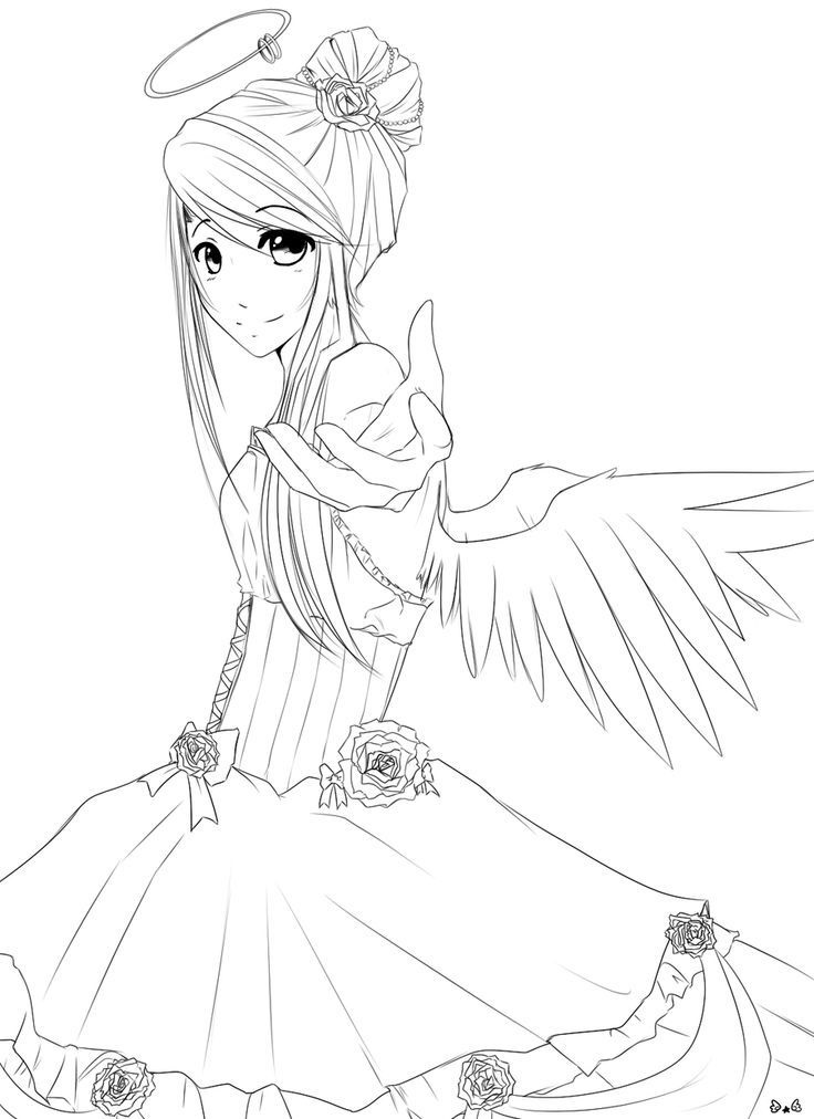 cute anime angel coloring pages
