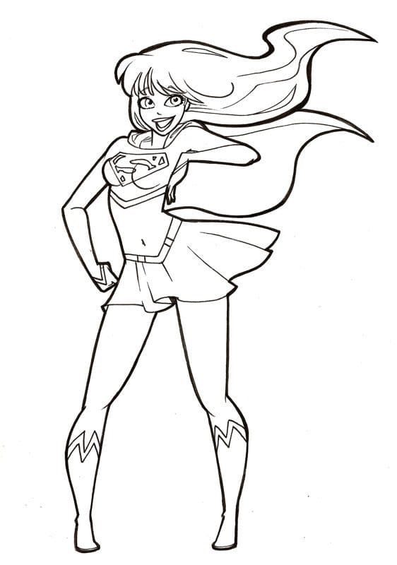 Pretty Supergirl coloring page