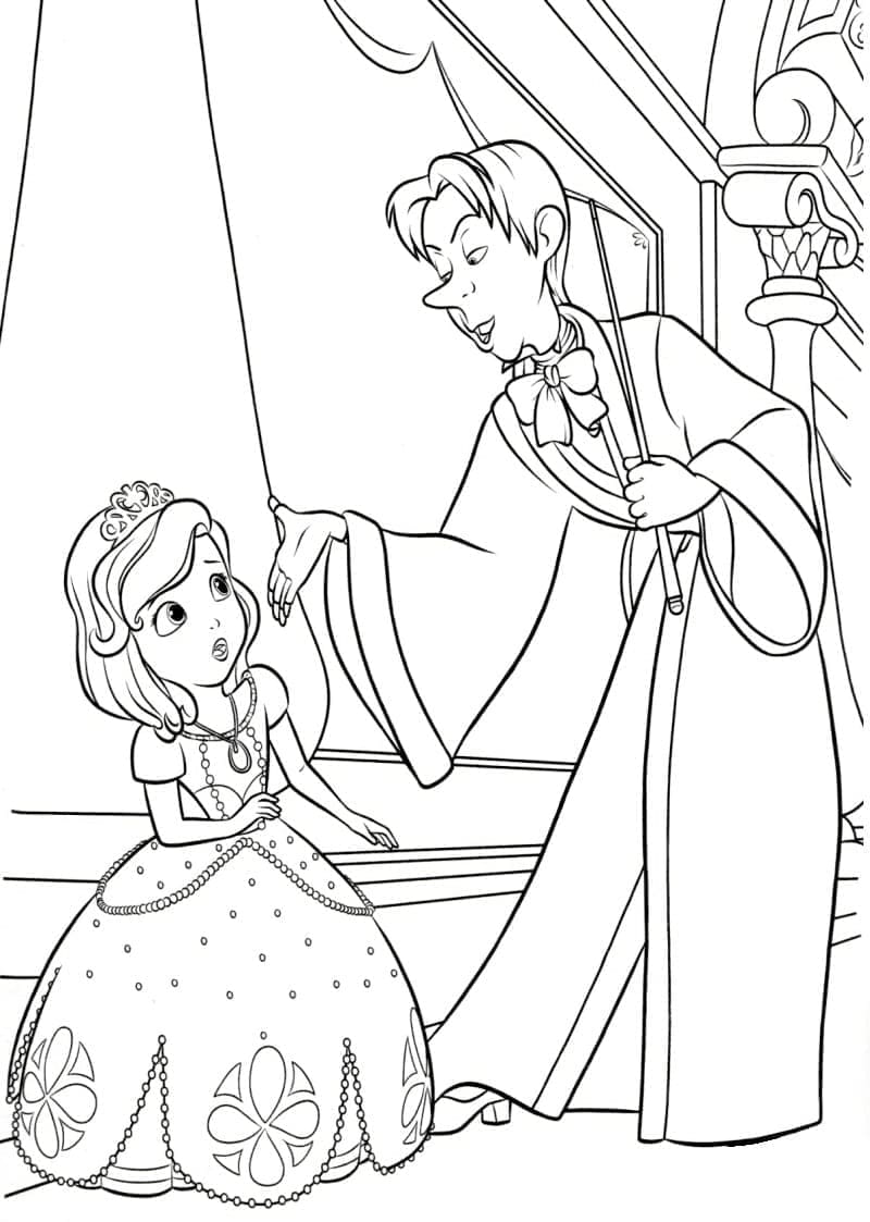 Princess Sofia and Cedric coloring page