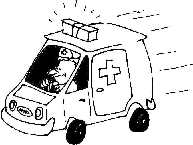 Printable Ambulance For Kids coloring page