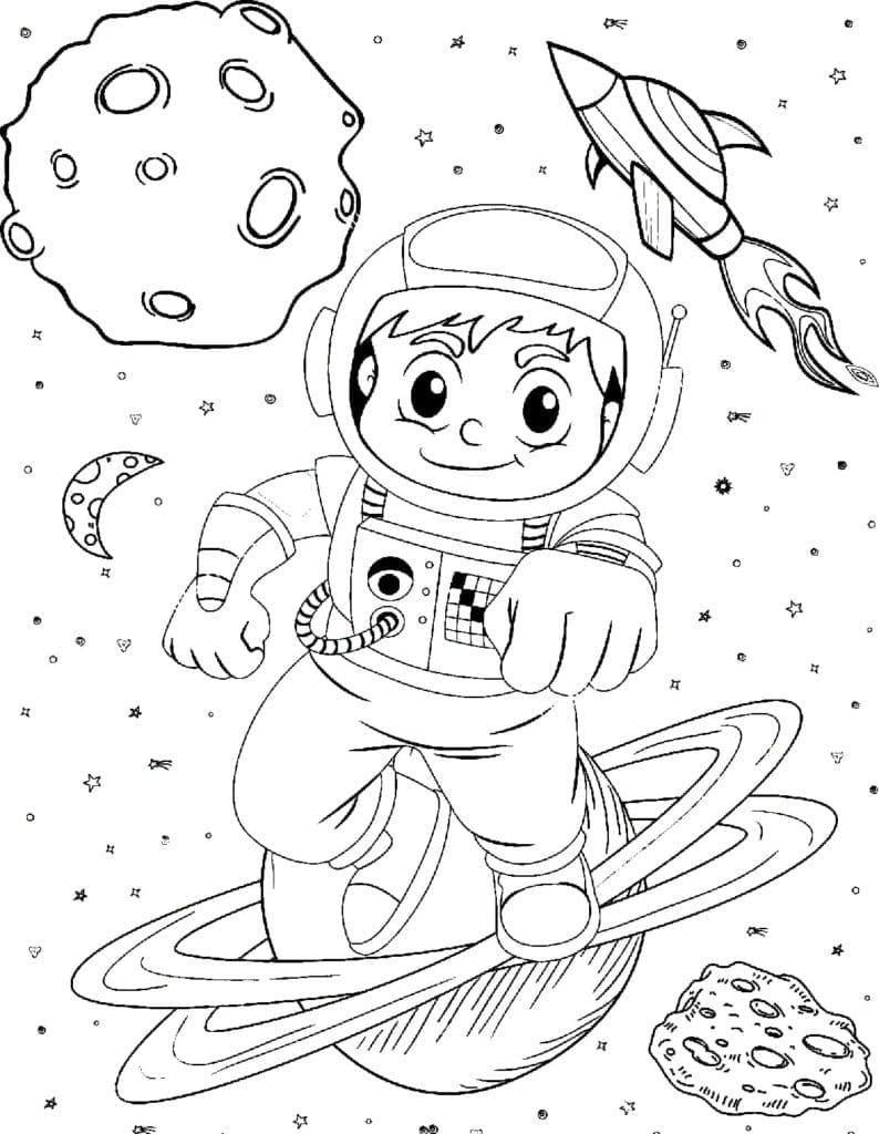 Printable Astronaut Boy coloring page