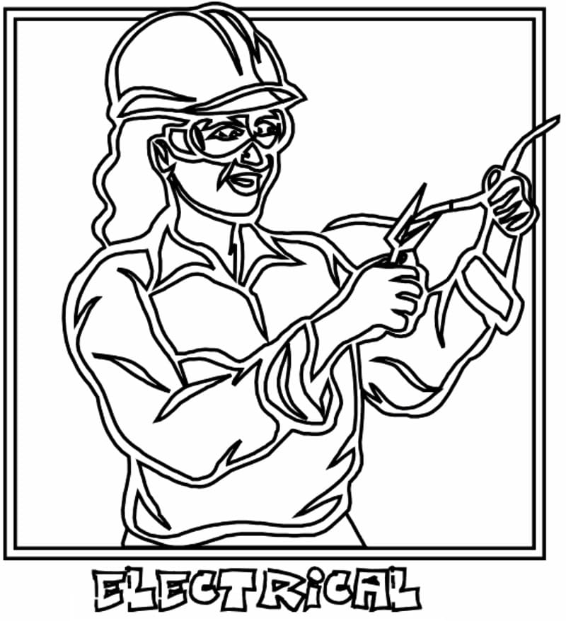 Printable Electrician coloring page