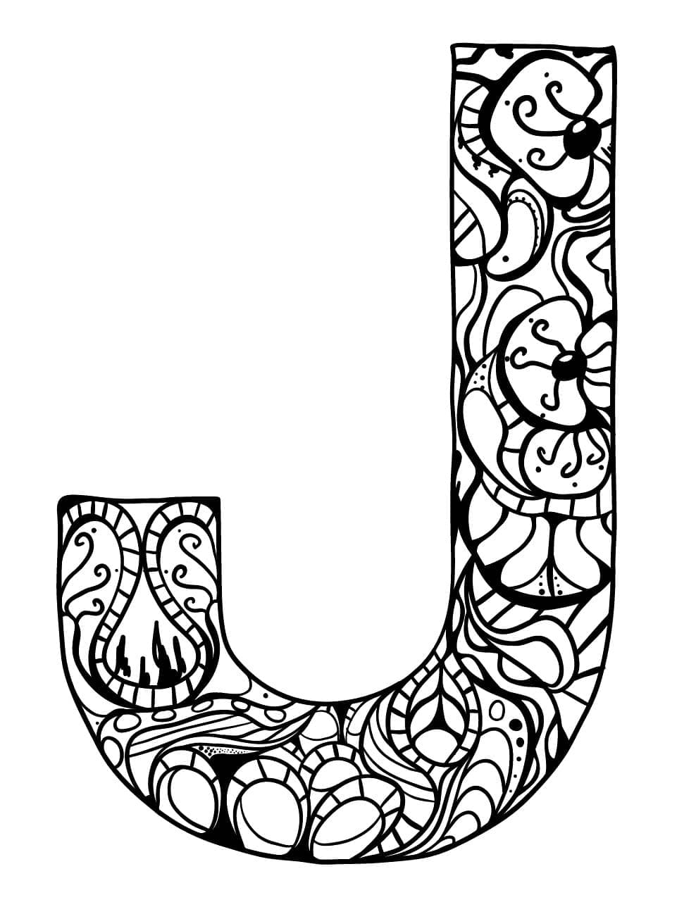 Printable Letter J coloring page