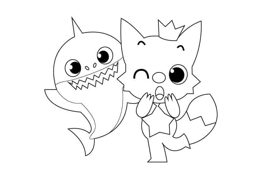 Printable Pinkfong and Baby Shark coloring page