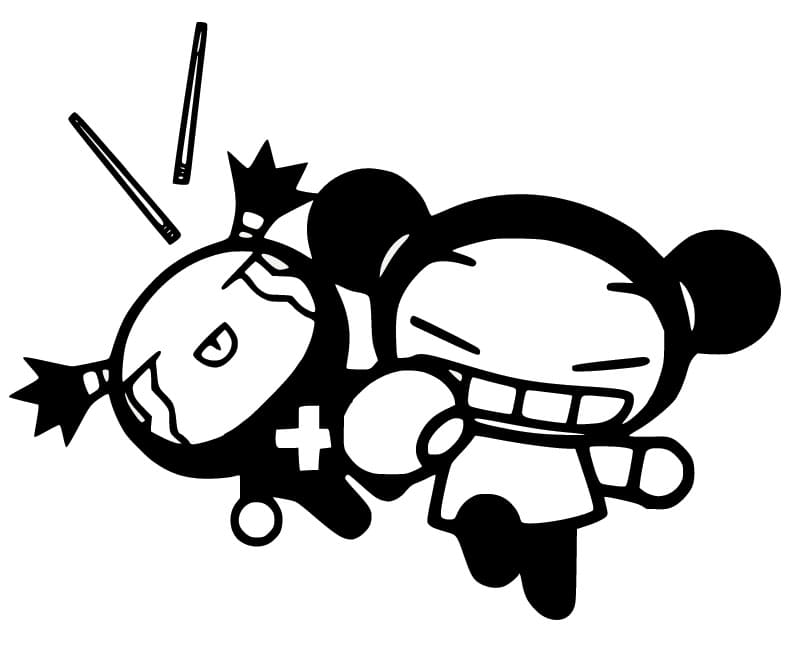 Pucca Punches Garu coloring page