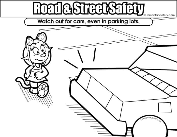 Road Safety – Watch Out For Cars coloring page