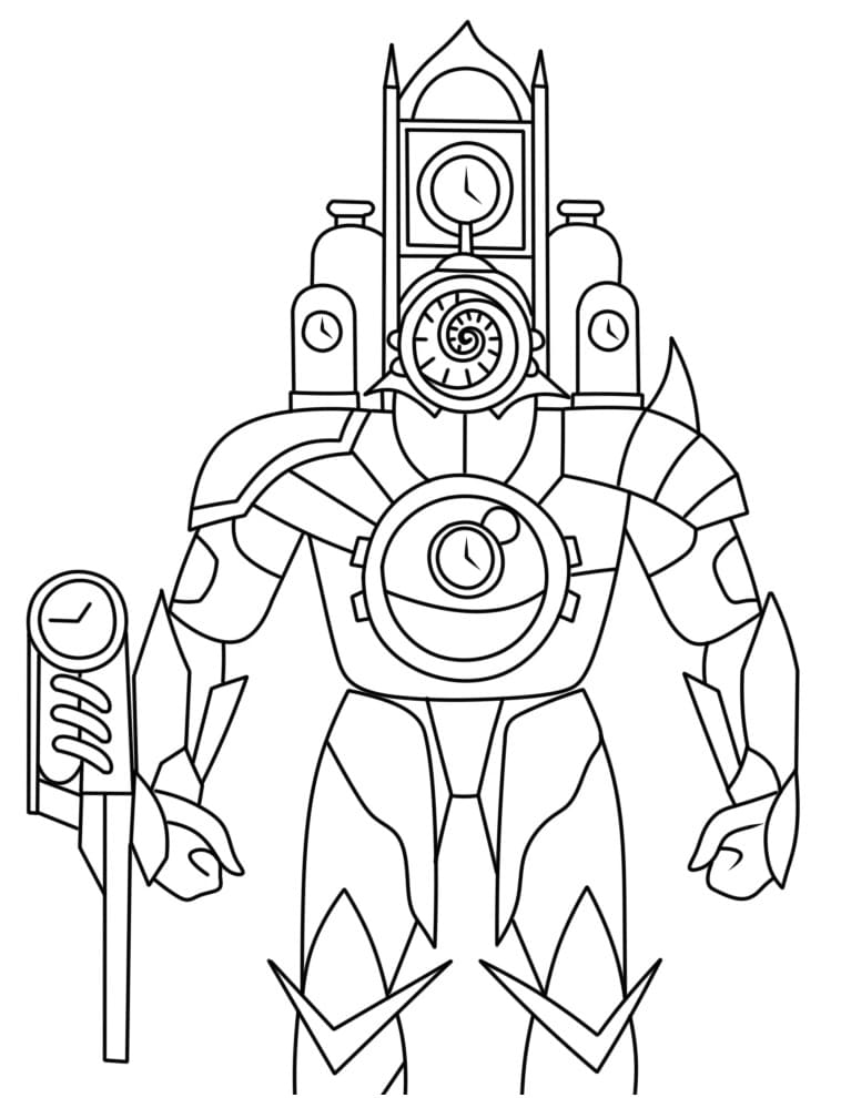 Skibidi Toilet Titan Clock Man coloring page