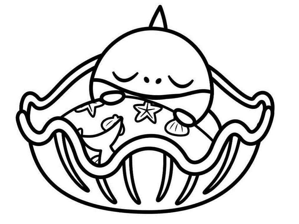 Sleeping Baby Shark coloring page