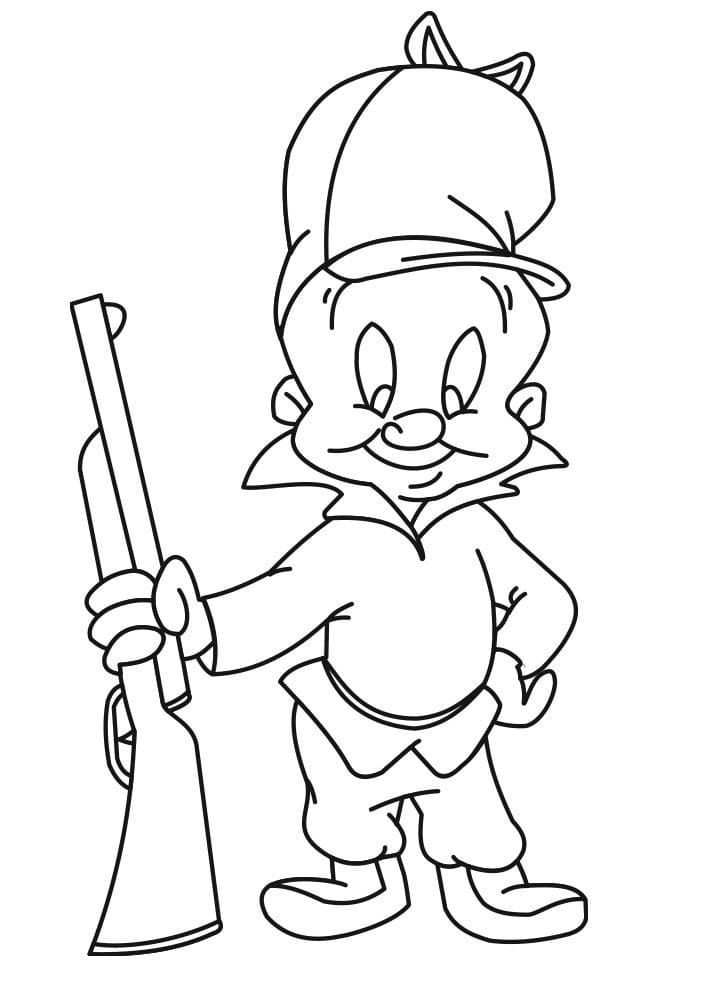 Smiling Elmer Fudd coloring page