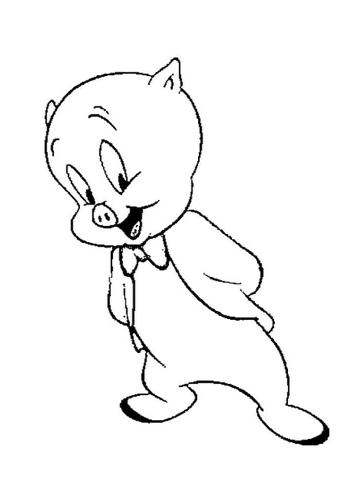 Smiling Porky Pig coloring page