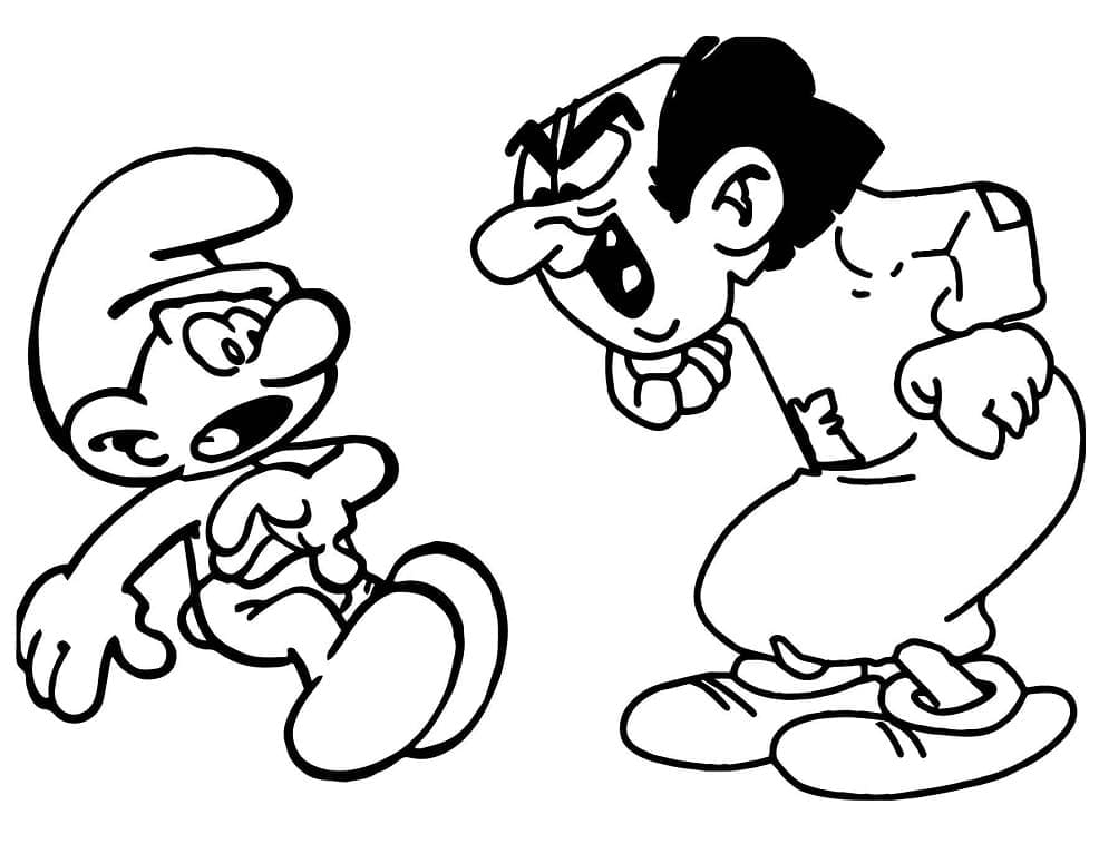 Smurf and Gargamel coloring page